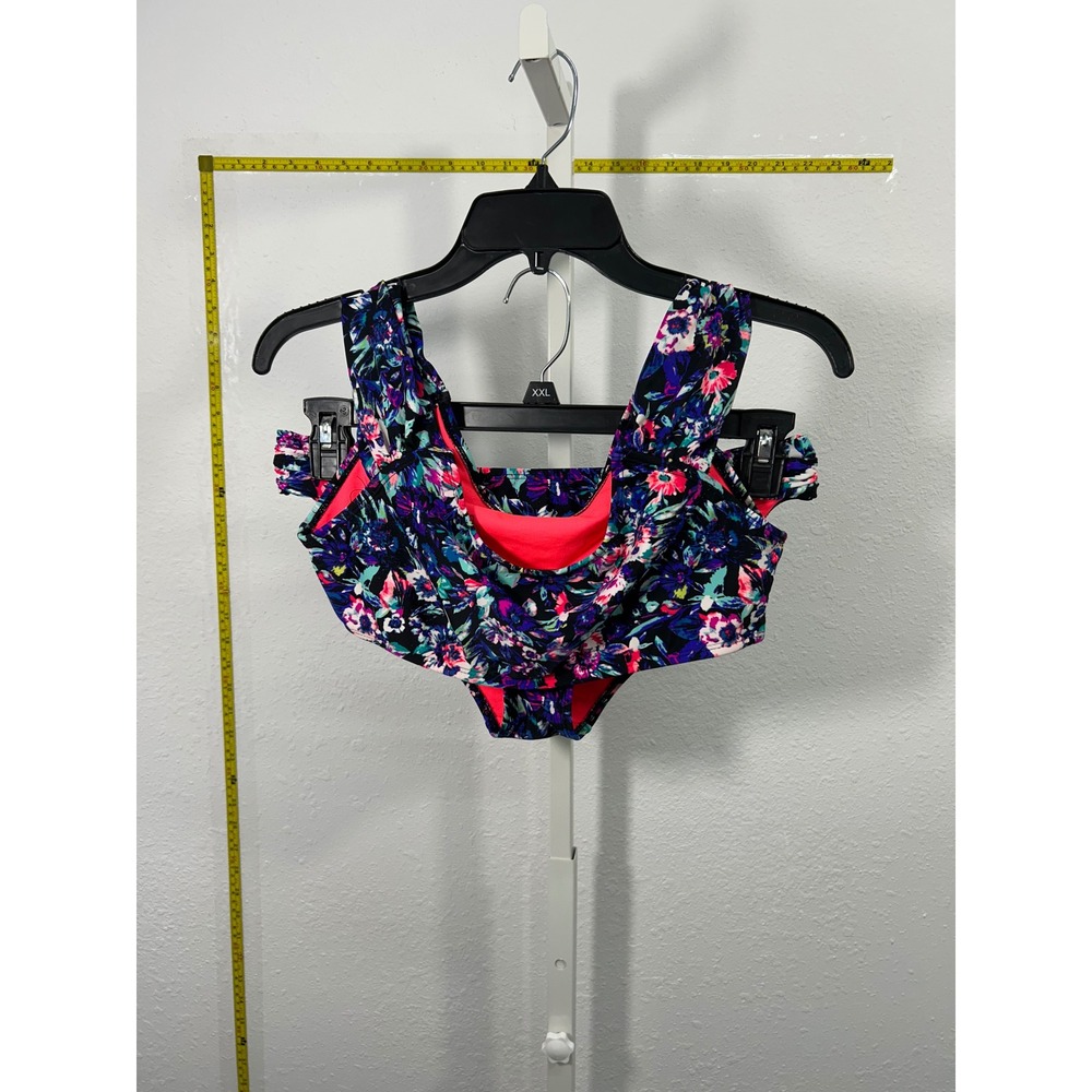 Justice Girls Floral Bikini Swimsuit Set Two Piece Purple Pink Blue Size Large